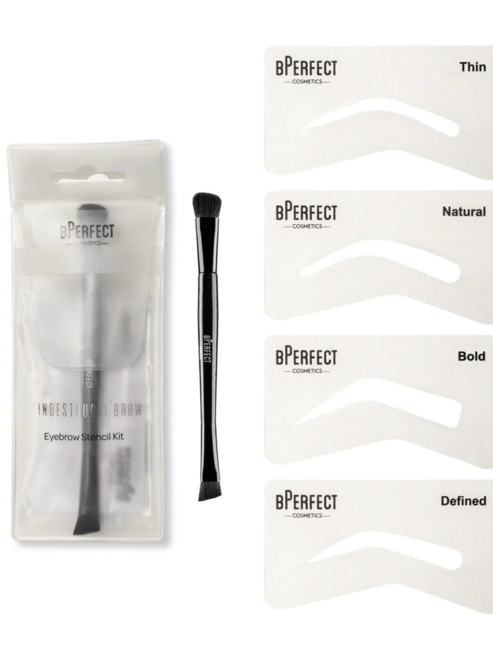 bPerfect Indestructi-Brow Eyebrow Stencil Kit with Dual-Ended Brush